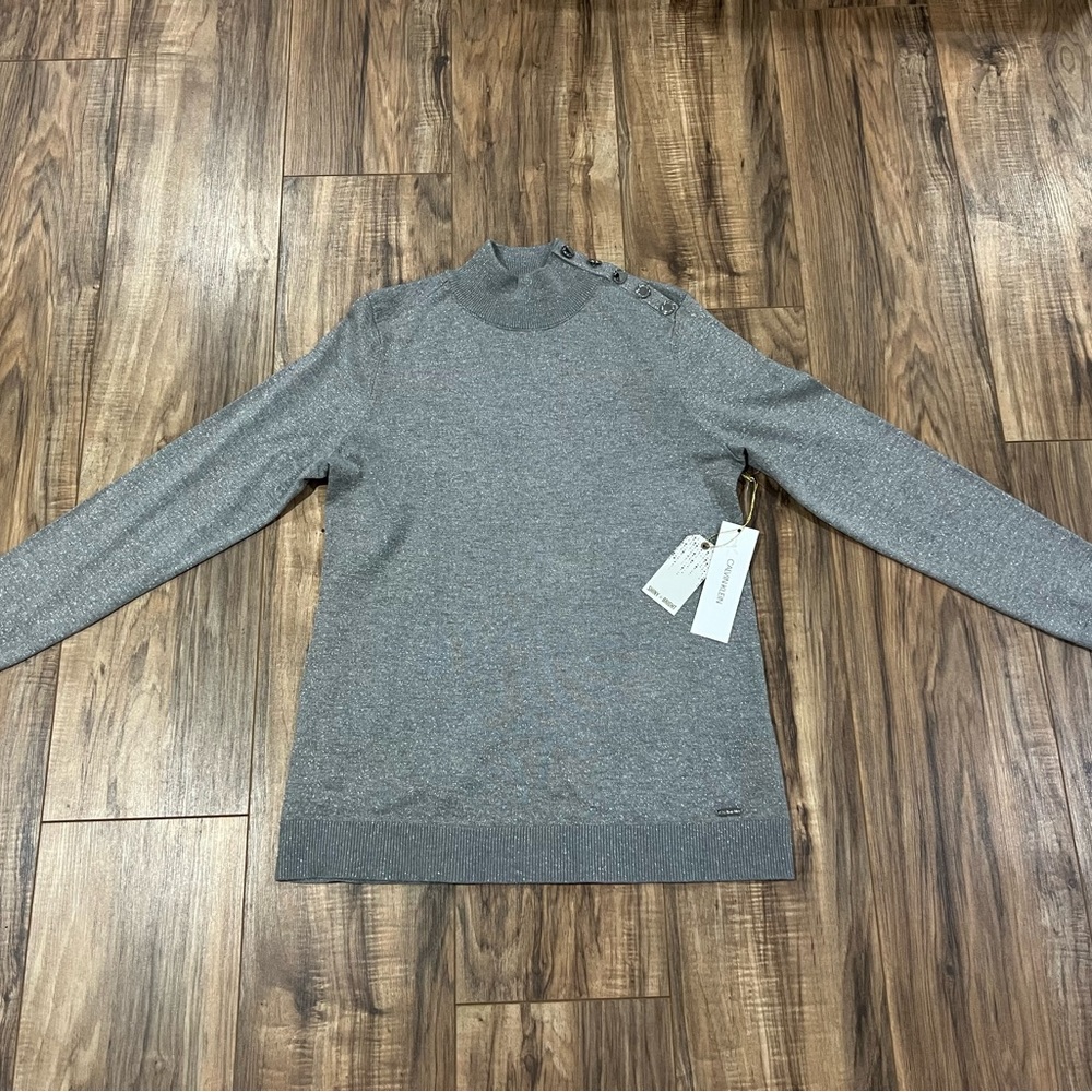 Women’s Calvin Klein silver metallic Sweaters Pullover size Small P
